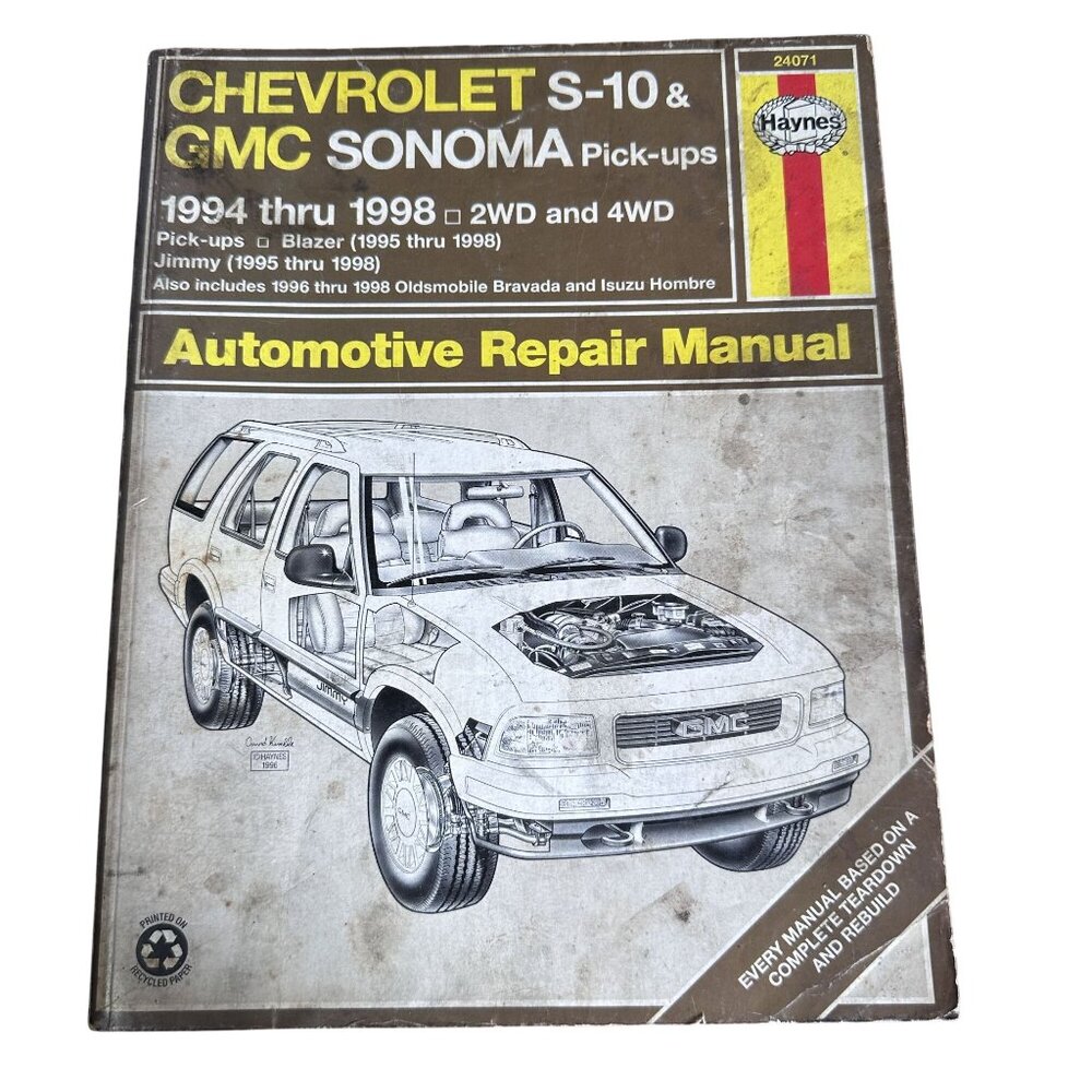 Vtg Haynes Automotive Repair Manual Chevrolet S-10 GMC Sonoma 1994-1998